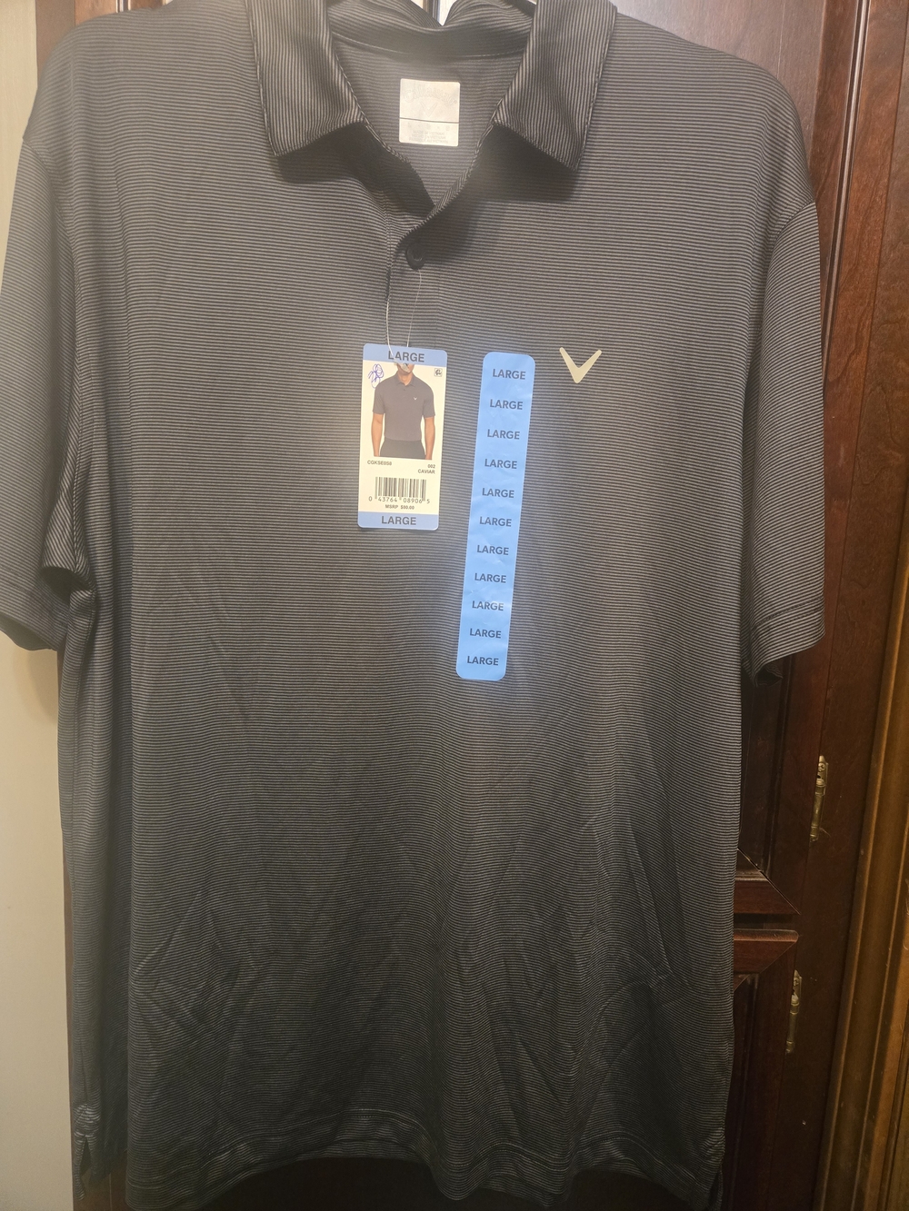 Callaway Men's Black and Gray Striped Golf Polo